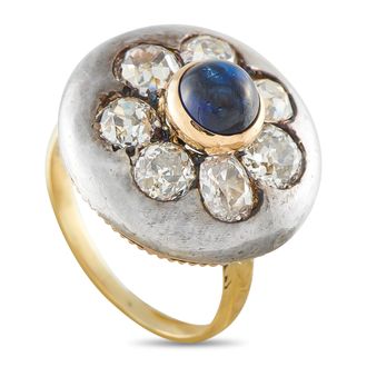 Luxury Bazaar Antique 14K Yellow Gold 2.20ct Diamond and Sapphire Ring MF28-050126