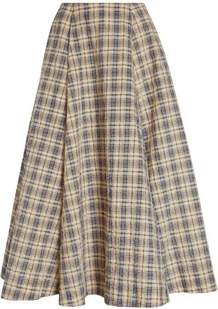 Bernadette Kennedy Plaid Seersucker Skirt in Blue /Beige Seersucker Check at Nordstrom, Size 6 Us