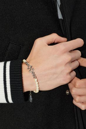 Off-white Bracelet With Faux Pearl, Mens, Silver