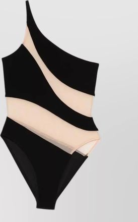 Norma Kamali asymmetrical mesh one shoulder swimsuit design