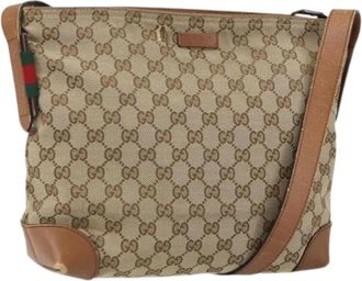 Gucci Pre-owned Cross Body Bag - Dames - Vintage Schoudertas - Beige - ONE Size - Leer - Vintage