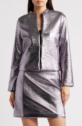 Ichi Ihlume Metallic Jacket in Silver at Nordstrom, Size Xx-Large