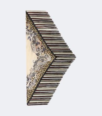 Etro Fringed printed silk twill scarf
