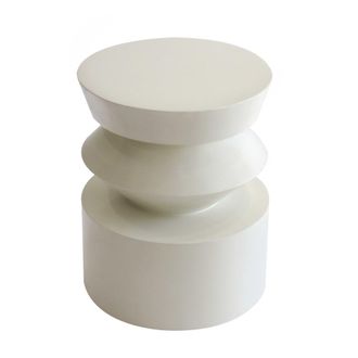 Oviala Mesa auxiliar lacada en marfil, 40 cm de di&aacute;metro