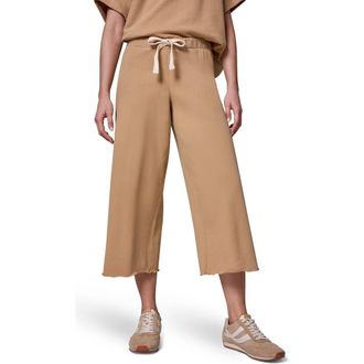 DKNY Cotton Terry Crop Drawstring Pants in Fawn at Nordstrom, Size X-Large