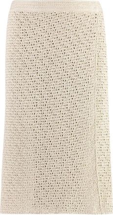 Bottega Veneta Katoenen wikkelrok - Dames - Midirokken - Beige - XS - Katoen - Rokken
