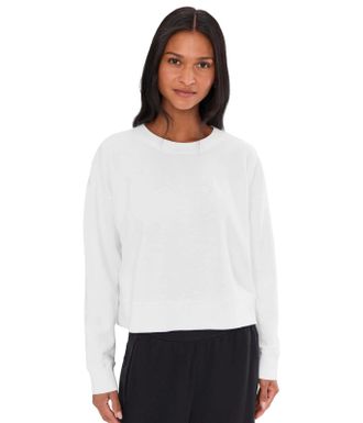 Eileen Fisher Sweatshirt Womens White Dyed French Terry Long Sleeve FROG849