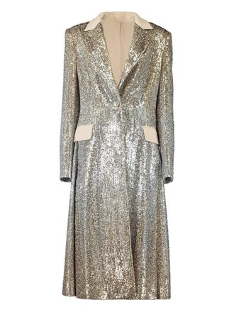 Elie Saab sequin-embroidered coat - women - Sequin - 40 - Gold