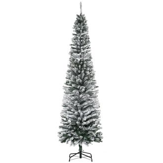 OEM &Aacute;rbol De Navidad Estrecho 225 Cm &Aacute;rbol Navide&ntilde;o Nevado Con 738 Ramas Y Soporte De Metal Para Sal&oacute;n Verde Y Blanco