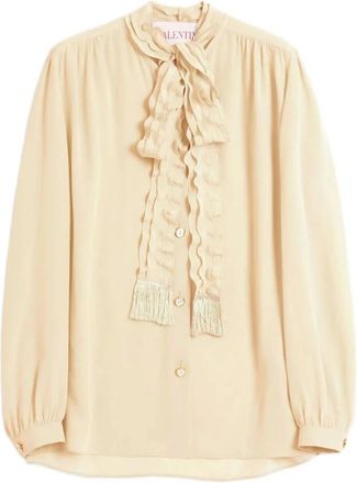 Valentino Blouses, female, Beige, M, Crepe de Chine Silk Blouse