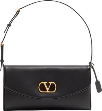 Valentino Tassen, Dames, Zwart, ONE Size, Leer, VLogo Schoudertas