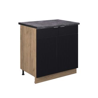 Vicco Armario Bajo Para Fregadero Fame-line, Rayas Negras, 80 Cm Con Estante, Et Antracita Vicco