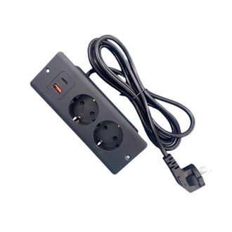 OEM Regleta Usb Empotrable De 1,5 M Para Oficina - Negra