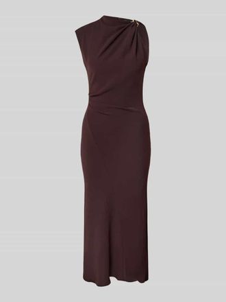 Mango Midikleid mit Raffungen Modell JOIA in Dunkelbraun, Gr&ouml;&szlig;e L