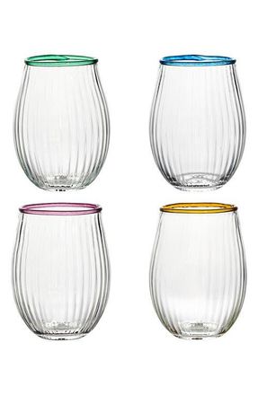 Juliska Nell Set of 4 Assorted Stemless Wine Glasses in Multi Orange at Nordstrom