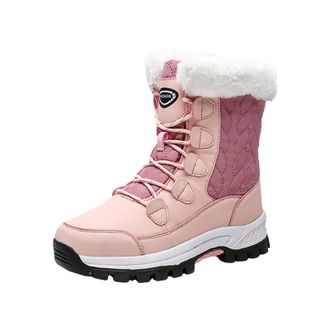 Generic Womens Snow Boots Winter Water-Resistant Faux Fur Lined Warm Outdoor Lace Up Mid-Calf Bootiesep Tread Rubber Sole for Cold Weather (4.5)