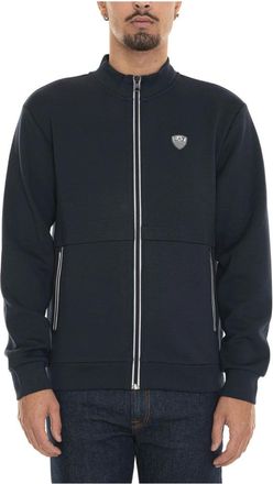 Emporio Armani Contrast Zip Sweatshirt met Zijlogo - Heren - Vesten met rits - Blauw - S - Polyester - Hoodies & sweatvesten
