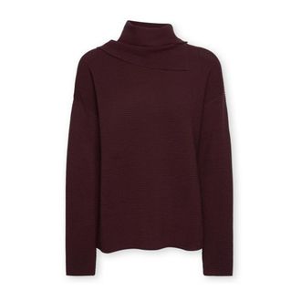 Elena Miro Trui met Afneembare Kraag - Dames - Coltruien - Rood - S - Polyester - Truien & Vesten
