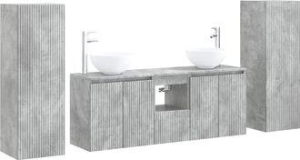 vidaXL Juego De Muebles De Ba&ntilde;o 5 Uds. Gris Hormig&oacute;n Vidaxl