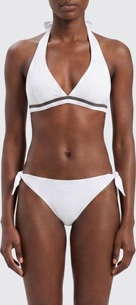 Brunello Cucinelli Top bikini a triangolo con scollo a V e monile decorativo