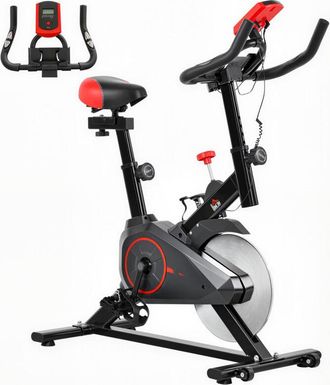 HOMCOM Homcom - Bicicleta Est&aacute;tica Con Pantalla Lcd Volante De Inercia 6kg Sill&iacute;n Y Manillar Ajustables En Altura Resistencia Regulable 85x46x114 Cm Negro Y 