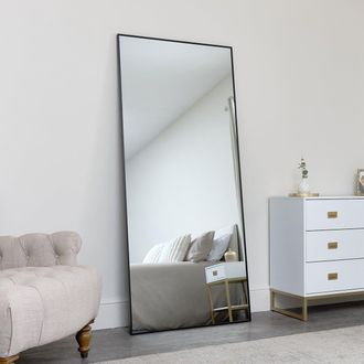 Melody Maison Large Black Thin Framed Leaner Mirror 80cm X 180cm | Size: 80 cm X 180 cm