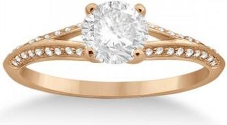 Allurez Knife Edge Diamond Engagement Ring 18k Rose Gold Setting (0.18ct)