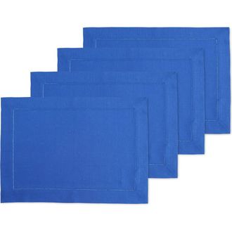 Solino Home Linen Placemats - Classic Hemstitch, 14 x 19 in Royal Blue at Nordstrom, Size Medium