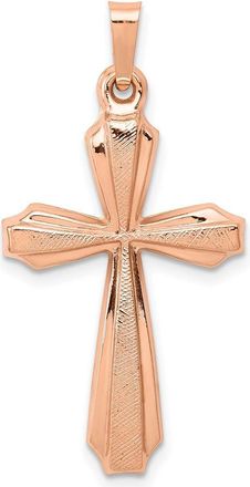 Diamond2Deal 14K Rose Gold Textured And Polished Passion Cross Pendant