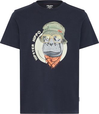 Blend T-Shirt BLEND BHKURT FUNNY GRAPHIC S/S TEE, Herren, Gr. XXL, salute hippo, Single Jersey, Obermaterial: 100% Baumwolle, bedruckt, regular fit normal, 