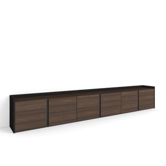 Skraut Home Skraut Home - Mueble Tv, Televisi&oacute;n, Muebles De Sal&oacute;n, Almacenaje, 309x35x50cm, Para Tv Hasta 80, Con Almacenamiento, Estilo Moderno, Roble Oscuro Y N
