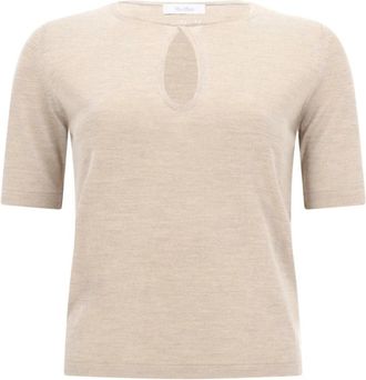 Max Mara Zijden en kasjmieren T-shirt - Dames - T-shirts - Beige - XS - Kasjmier - Tops
