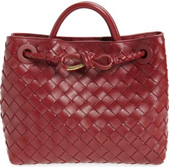 Bottega Veneta Small Andiamo Intrecciato Lambskin Leather Top Handle Bag in 6551 Lava Red-M B at Nordstrom