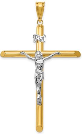 Diamond2Deal 14k Two-tone Gold Polished Crucifix Pendant