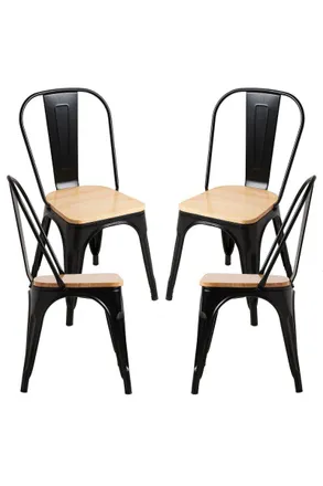 Regalos Miguel Regalos Miguel - Packs Sillas Comedor - Pack 4 Sillas Torix Madera Natural - Negro Mate