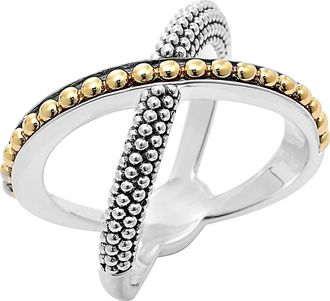 Lagos KSL Caviar Crossover Ring in Silver/Gold at Nordstrom, Size 7