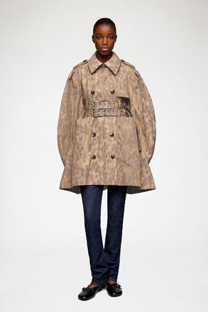 Ganni Burro Trench Coat in Printed Cotton - Size 32 Organic