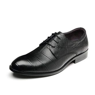 Generic Shoes Dress Oxford for Men Lace Up Round Toe Embossed Derby Shoes Block Heel Anti-Slip Rubber Sole Low Top Slip Resistant Classic(7.5 UK) Black