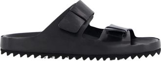 Officine Creative Zwarte leren slippers - Heren - Sandalen - Zwart - 40 EU - Leer - Schoenen
