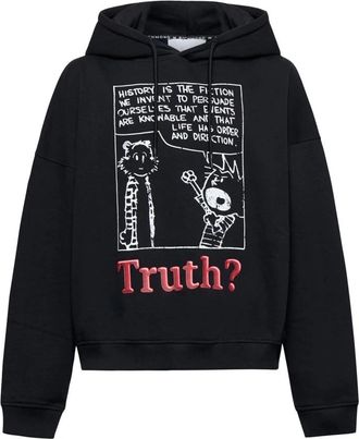 John Richmond Graphic Hoodie - Heren - Hoodies - Zwart - L - Katoen - Hoodies & sweatvesten
