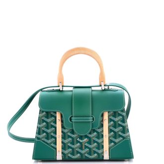 Goyard Structured Saigon Top Handle Bag Coated Canvas with Leather Mini
