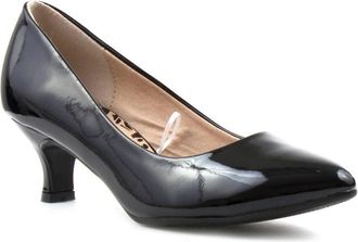 Comfort Plus Womens Wide Fit Patent Court Shoe - Size 3 UK - Black