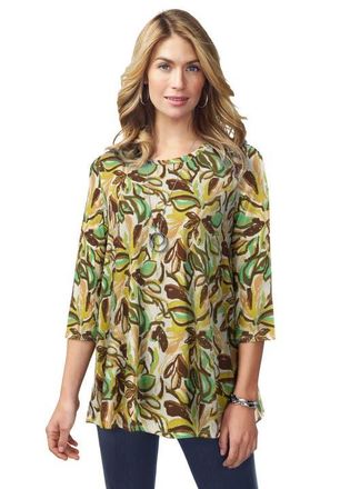 Jessica London Stretch Knit Swing Tunic in Grass Floral Watercolor at Nordstrom, Size 36