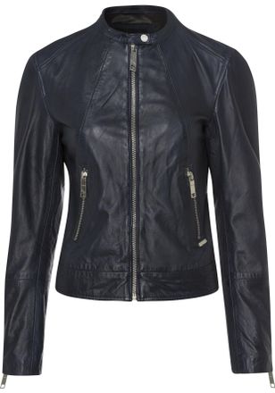 Maze Lederjacke MAZE, Damen, Gr. XS, blau (nachtblau), Obermaterial: 100% Lammnappaleder. Futter: 100% Polyester, unifarben, gerade, eingesetzt abgesteppte