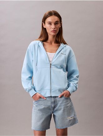 Calvin Klein Jeans Calvin Klein Womens Monologo French Terry Zip Hoodie - Blue - XS