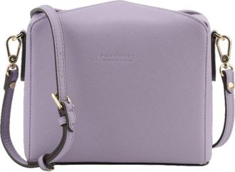 Pourchet Tassen, Dames, Paars, ONE Size, Leer, Lila canvas schoudertas - van leer