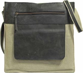 Vintage Addiction Canvas Leather Trim Crossbody Bag in Ash Grey/black at Nordstrom Rack