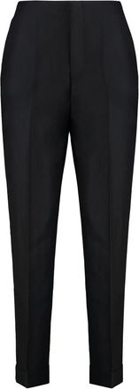 Alberta Ferretti Wollen en Zijden Broek - Dames - Chinos - Zwart - S - Wol - Broeken