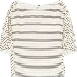 Staud Blouses, female, Multicolor, M, Striped Boat Neck Blouse