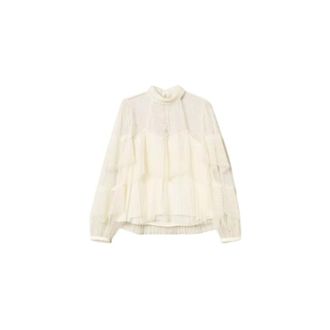 Twinset Blouses, female, White, XS, Ruffled Lace Blouse